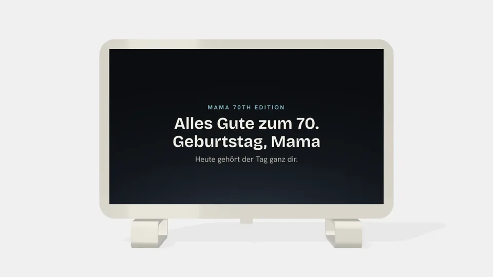 Der Rahmen zeigt eine Folie der Edition: Alles Gute zum 70. Geburtstag, Mama