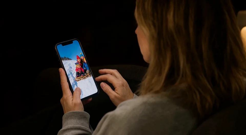 Eine junge Frau schaut auf ihr Handy und tippt